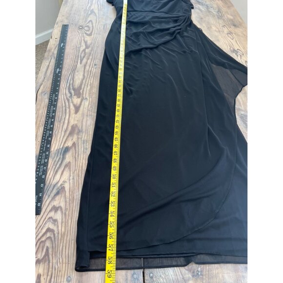 VTG Alex Evenings Gown  Maxi Dress Womens 10 Black Draped Sheer - Picture 7 of 9